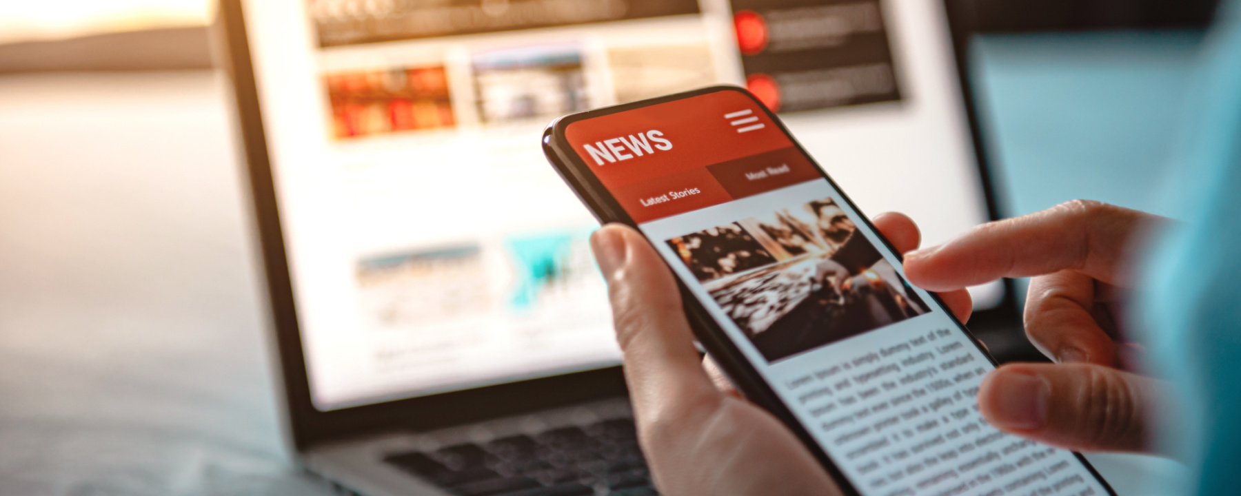 Online news on a smartphone