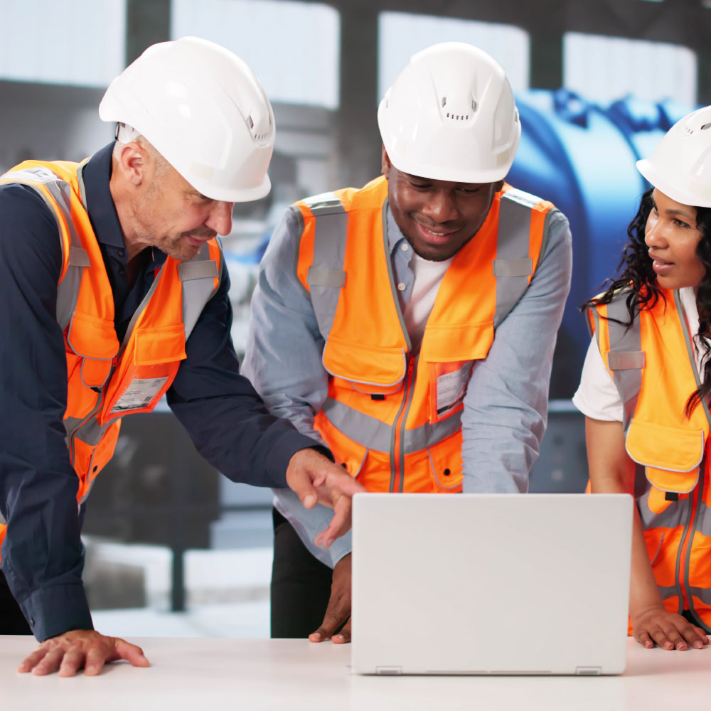 Engineers looking at a laptop - Power Plant